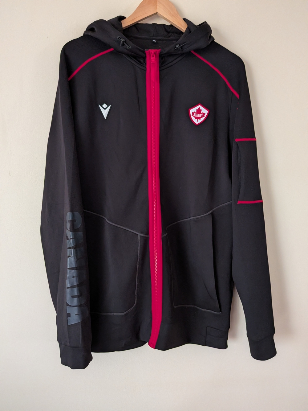MACARON Men's Rugby Canada Black Hooded Zip-Up